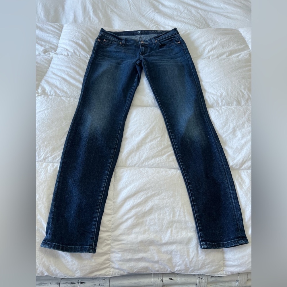 7 For all Mankind Jeans Womens Size 30 The Skinny Stretch Blue | Medium Wash.